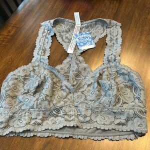 NWT Intimately Free People Galloon Grey Lace Bralette Racer Back XS